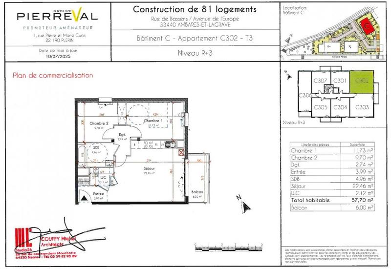 Appartement - 60 m² - 3 pièces
