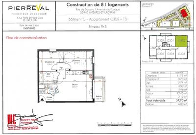 Appartement - 60 m² - 3 pièces