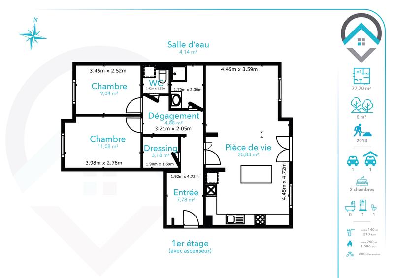 Appartement - 78 m² - 4 pièces