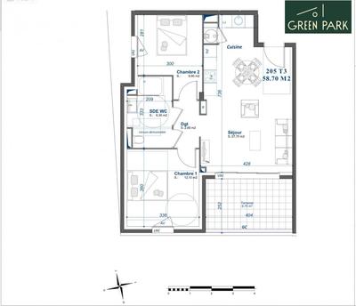 Appartement - 58 m² - 3 pièces