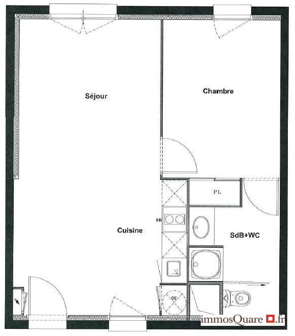 Appartement - 44 m² - 2 pièces