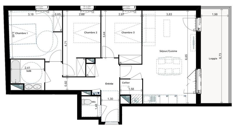 Appartement - 83 m² - 4 pièces