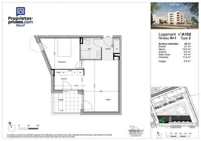 Appartement - 46 m² - 2 pièces