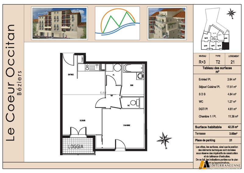 Appartement - 42 m² - 2 pièces