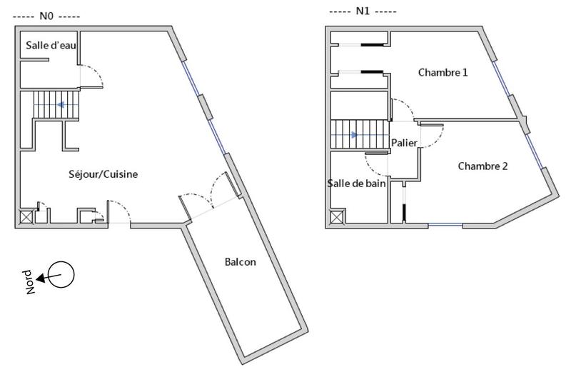 Duplex - 64 m² - 3 pièces