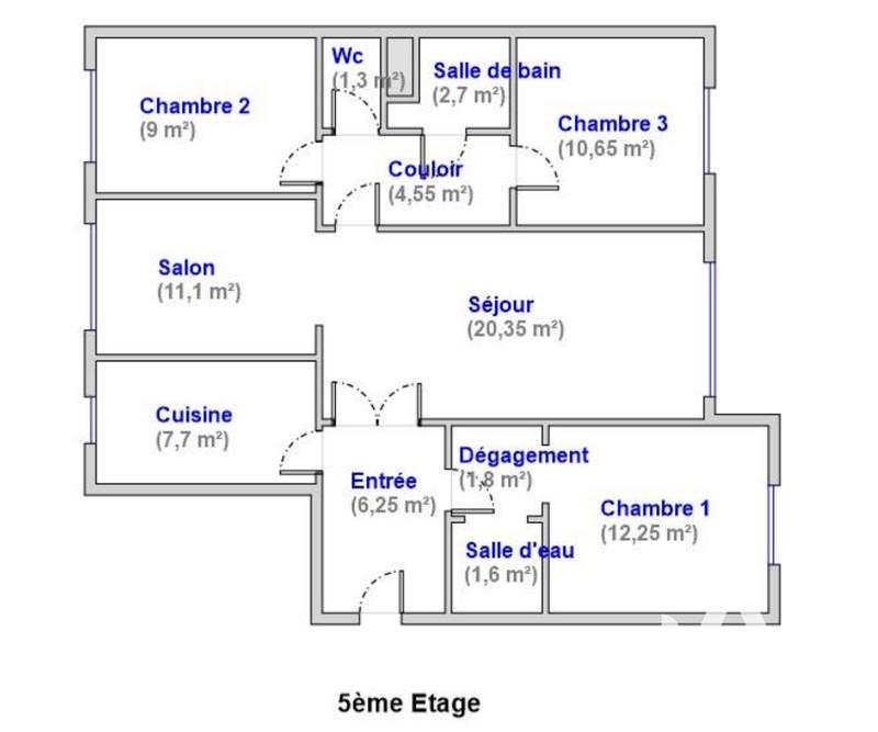 Appartement - 89 m² - 5 pièces