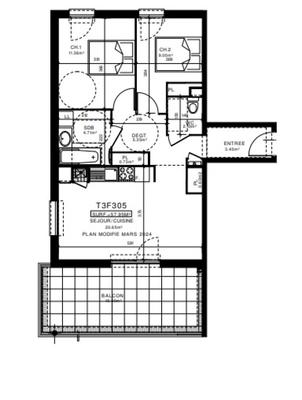 Appartement - 57 m² - 3 pièces
