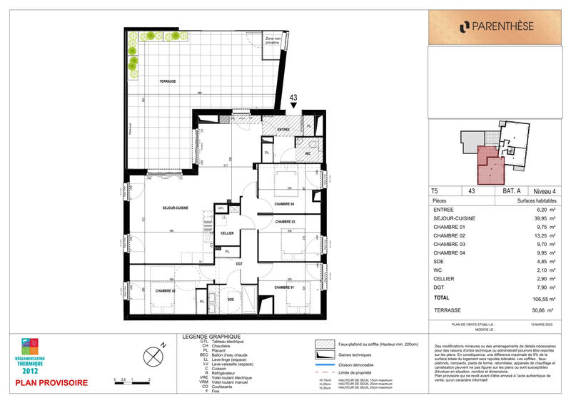 Appartement - 107 m² - 5 pièces
