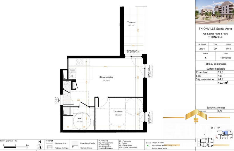 Appartement - 40 m² - 2 pièces