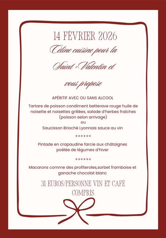 Restaurant Chez Céline : Repas de la Saint Valentin