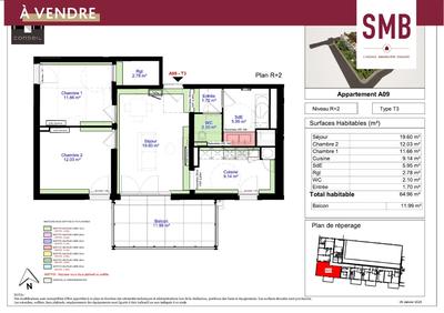 Appartement - 65 m² - 3 pièces
