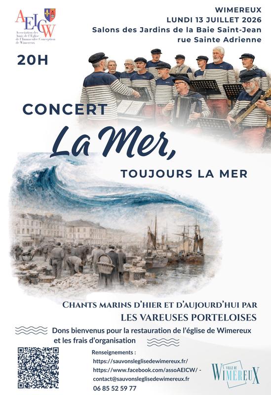Aeicw : Concert « la mer, toujours la mer », chants marins d’hier et d’aujourd’hui par les Vareuses porteloises