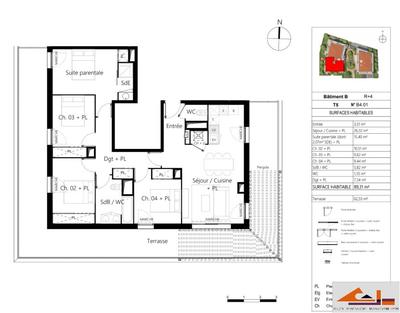Appartement - 90 m² - 5 pièces
