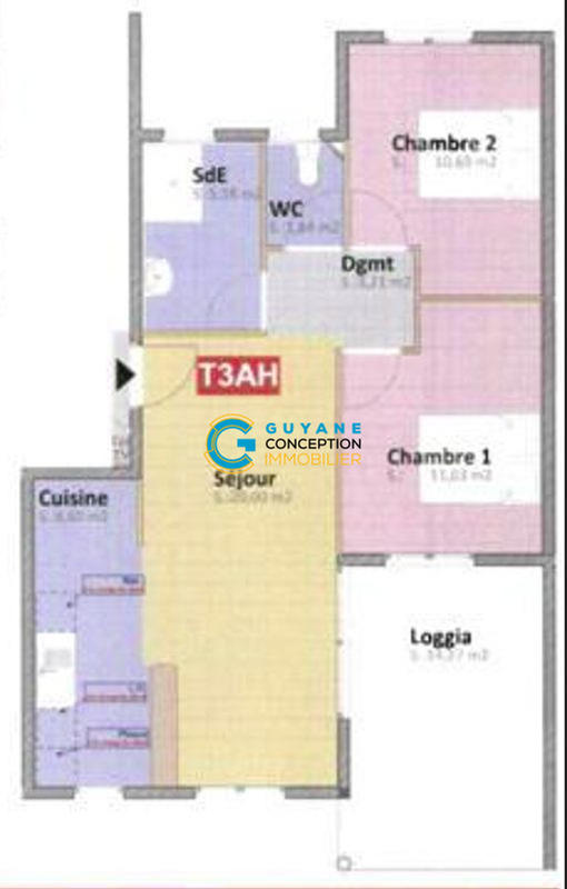 Appartement - 61 m² - 3 pièces