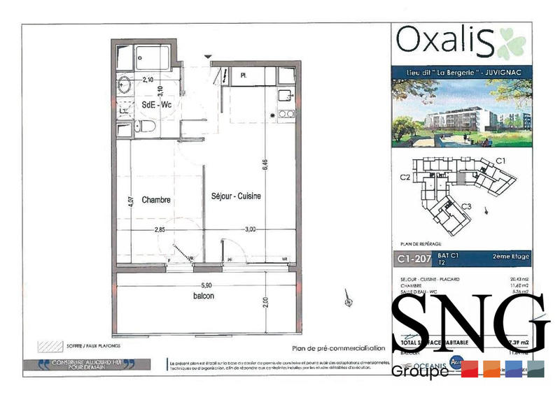 Appartement - 37 m² - 2 pièces