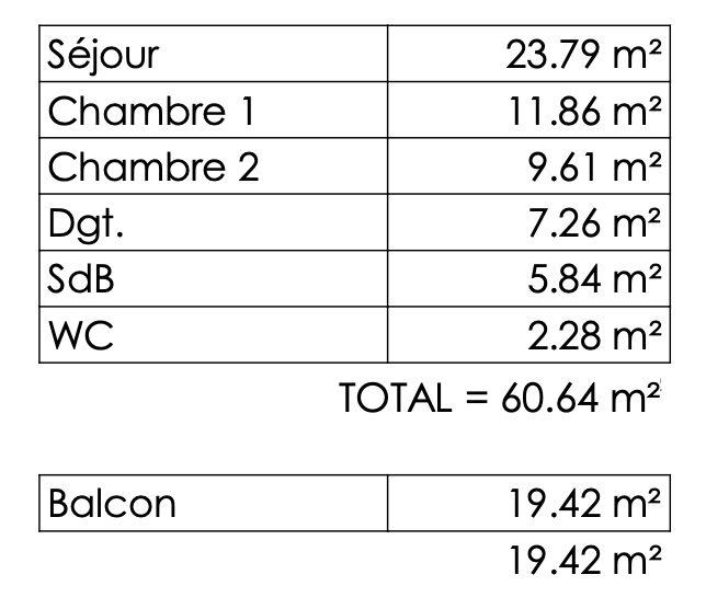 Appartement - 61 m² - 3 pièces