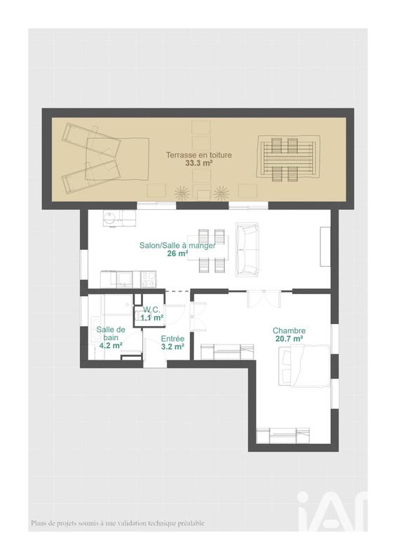 Appartement - 56 m² - 3 pièces