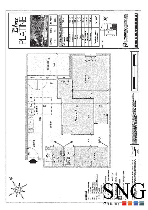 Appartement - 57 m² - 3 pièces