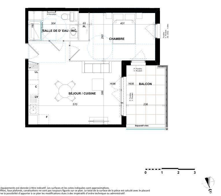 Appartement - 43 m² - 2 pièces
