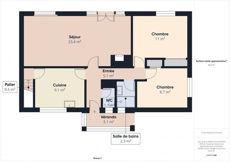 Maison - 60 m² - 3 pièces