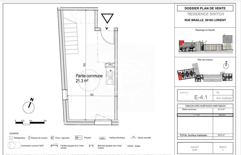 Appartement - 55 m² - 3 pièces