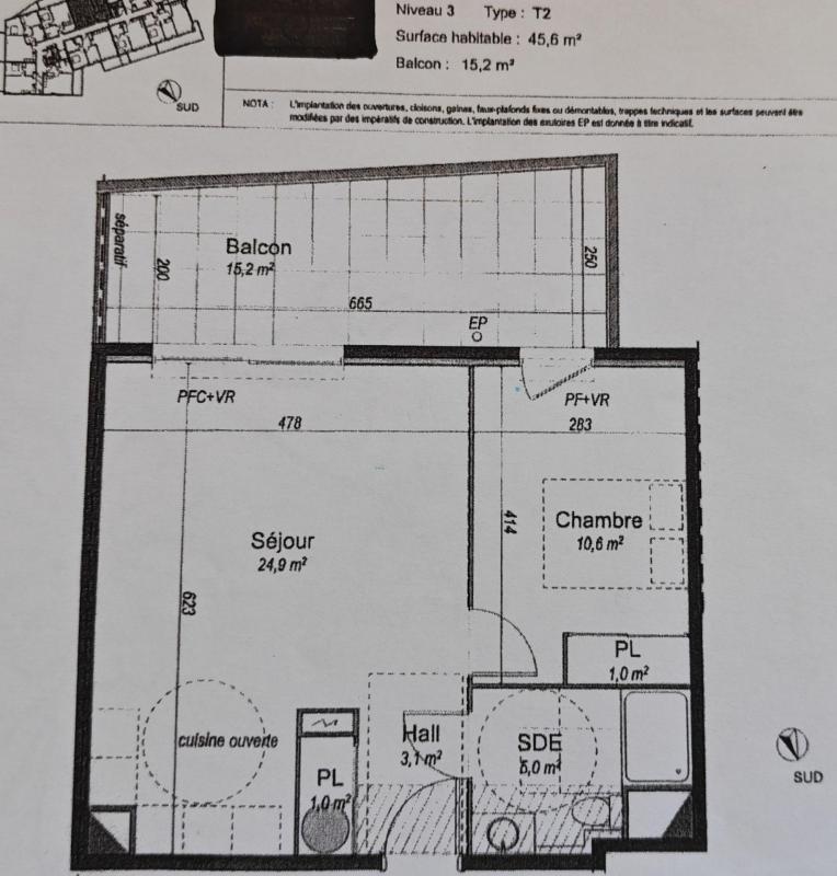 Appartement - 45 m² - 2 pièces