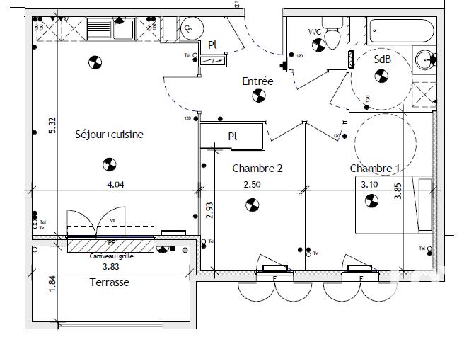 Appartement - 55 m² - 3 pièces