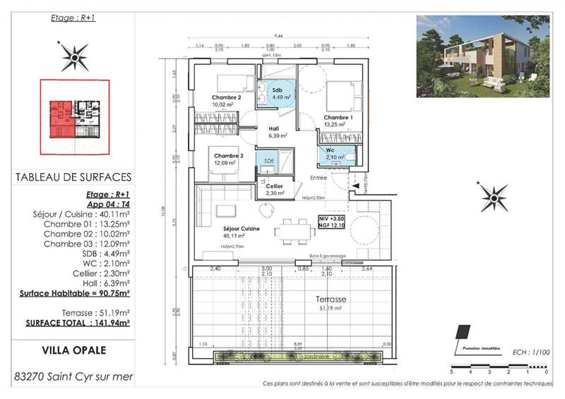Appartement - 90 m² - 4 pièces