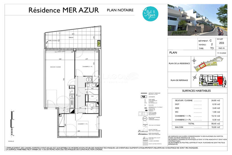 Appartement - 58 m² - 3 pièces