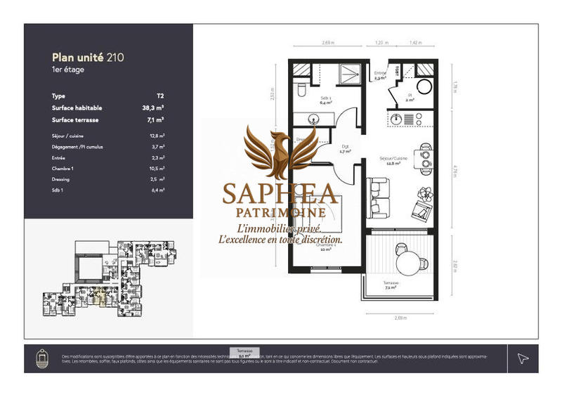 Appartement - 38 m² - 2 pièces