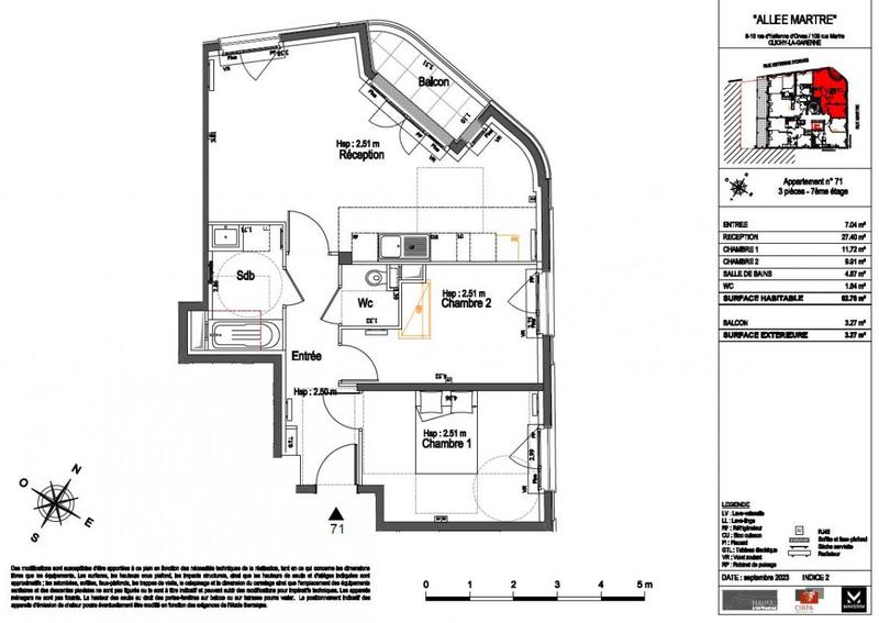 Appartement - 62 m² - 3 pièces