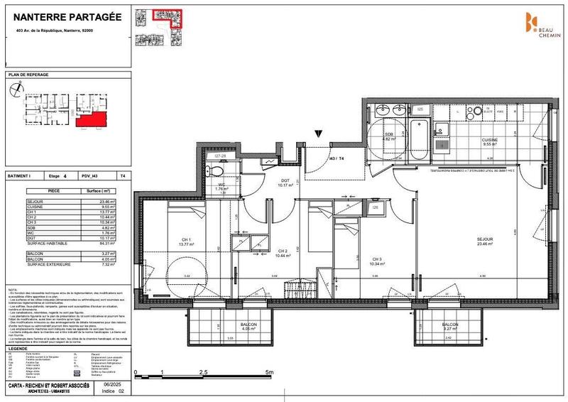Appartement - 84 m² - 4 pièces