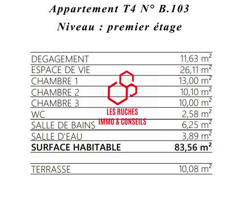 Appartement - 84 m² - 4 pièces