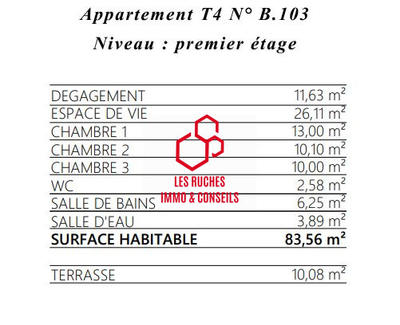 Appartement - 84 m² - 4 pièces