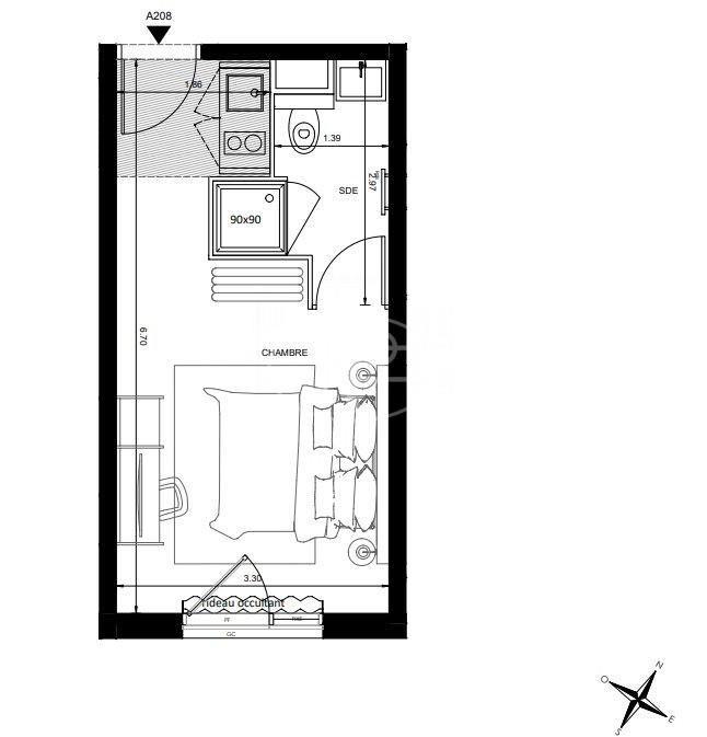 Appartement - 21 m² - 1 pièce