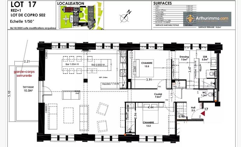 Appartement - 108 m² - 3 pièces