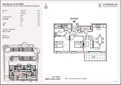 Appartement - 67 m² - 3 pièces