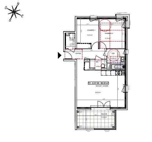 Appartement - 69 m² - 3 pièces