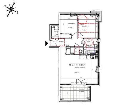 Appartement - 69 m² - 3 pièces