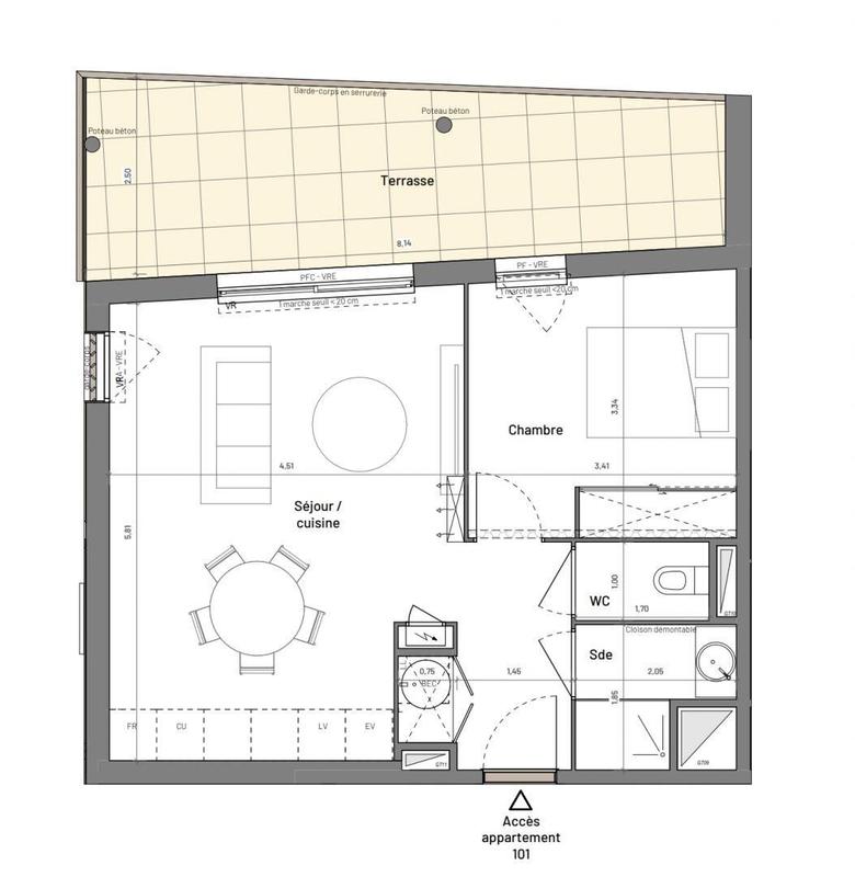 Appartement - 46 m² - 2 pièces