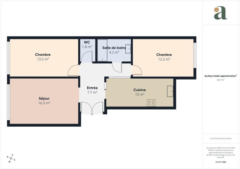 Appartement ancien - 65 m² - 3 pièces