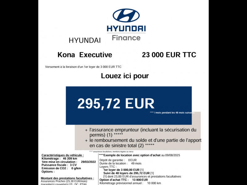 Hyundai Kona Electrique 64 kWh - 204 ch Executive