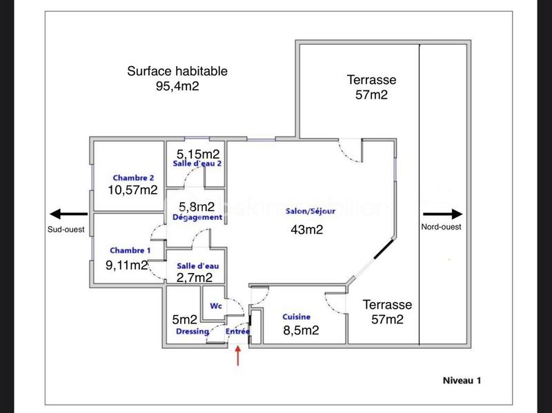Appartement - 95 m² - 4 pièces