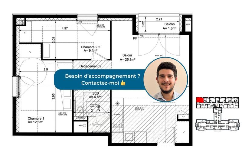 Appartement - 54 m² - 3 pièces