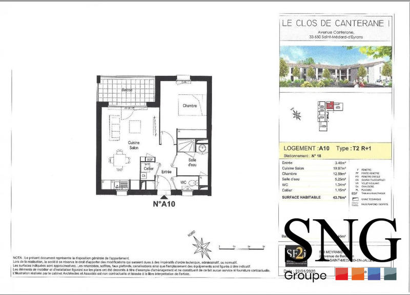 Appartement - 44 m² - 2 pièces