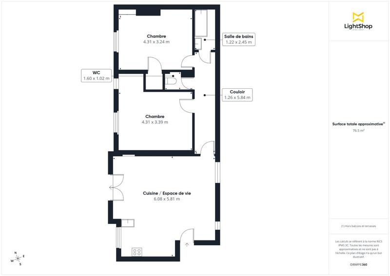 Appartement - 77 m² - 3 pièces