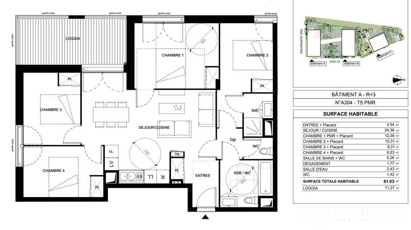 Appartement - 81 m² - 5 pièces