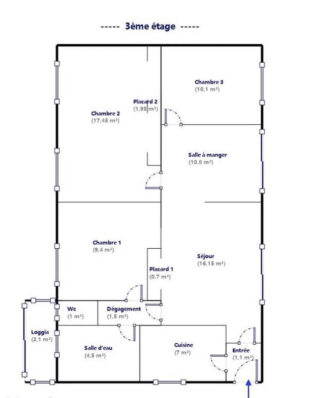 Appartement - 85 m² - 5 pièces