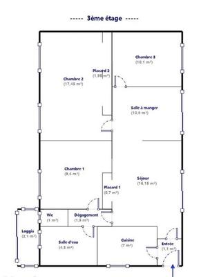 Appartement - 85 m² - 5 pièces