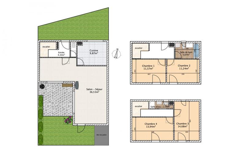 Maison de ville - 122 m² - 6 pièces